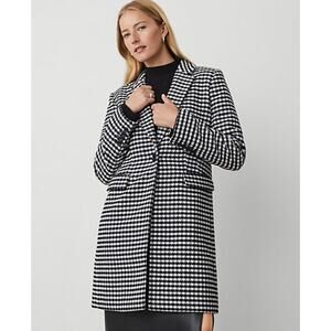 NWT Ann Taylor Houndstooth Wool Blend Winter Coat – Size M Old Money Workwear